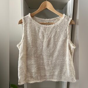 Cream Textured Sleeveless Top
